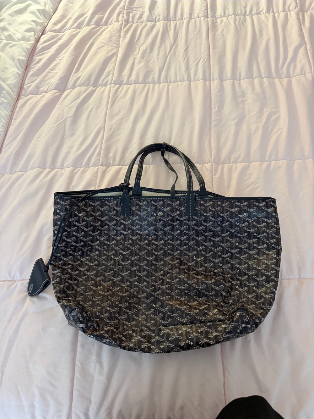 Patterned Black and Brown Tote Bag with Top Handles